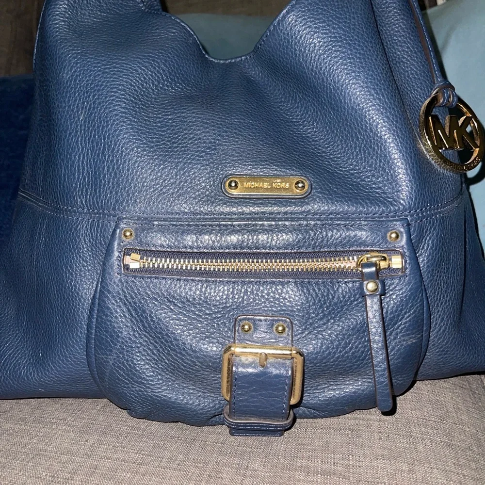 Michael Kors Navy Leather Hobo Bag